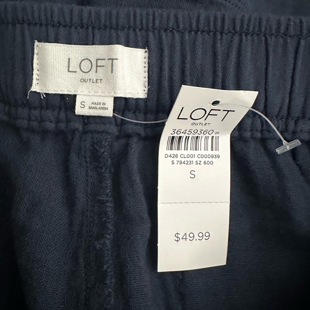 LOFT Outlet Blue Linen Blend Drawstring Shorts | Casual Summer | Size S - Picture 5 of 6